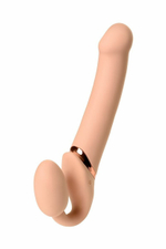 Телесный безремневой вибрострапон Vibrating Bendable Strap-On - size L (Цвет: телесный)
