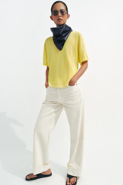 ZARA ДЖИНСЫ BAGGY СО СРЕДНЕЙ ПОСАДКОЙ — ZW COLLECTION, ЭКРЮ