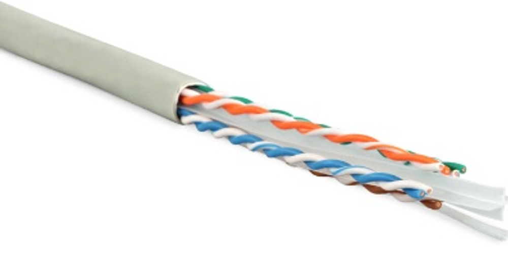 Кабель витая пара U/UTP 6 кат. 4 пары Hyperline UUTP4R-C6-S23-IN-LSZH-GY-305