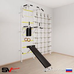 Шведская стенка Sv Sport 5810 (Турник стандарт/Брусья/Скамья/Кольца/Канатный лаз)