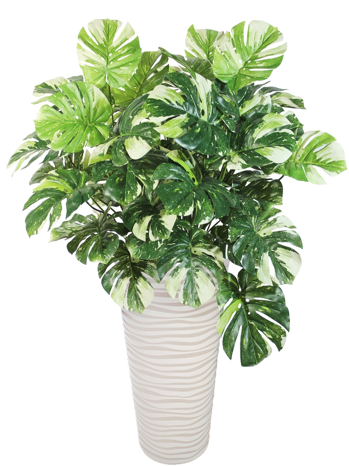 Искусственное растение Монстера Тайское созвездие 110см в напольном высоком кашпо