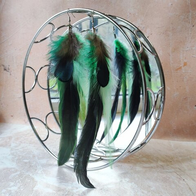 Серьги с перьями "Лес"