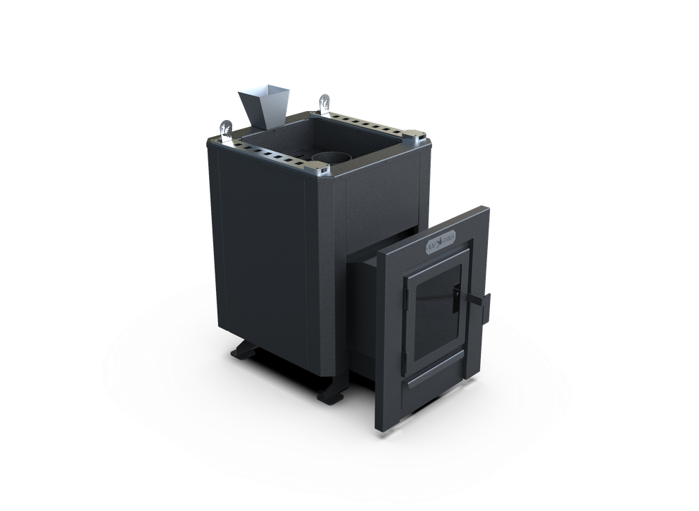 Банная печь Душа- 15 Кожух угловой Закрытая Каменка 8мм стекло