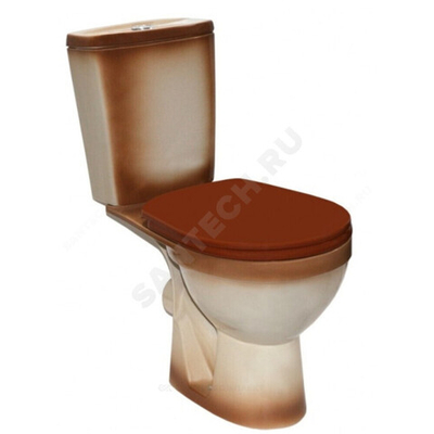 Унитаз-компакт косой выпуск нижний подвод 2/реж с сиденьем коричневый декор Уют Rosa (Кировская керамика)
