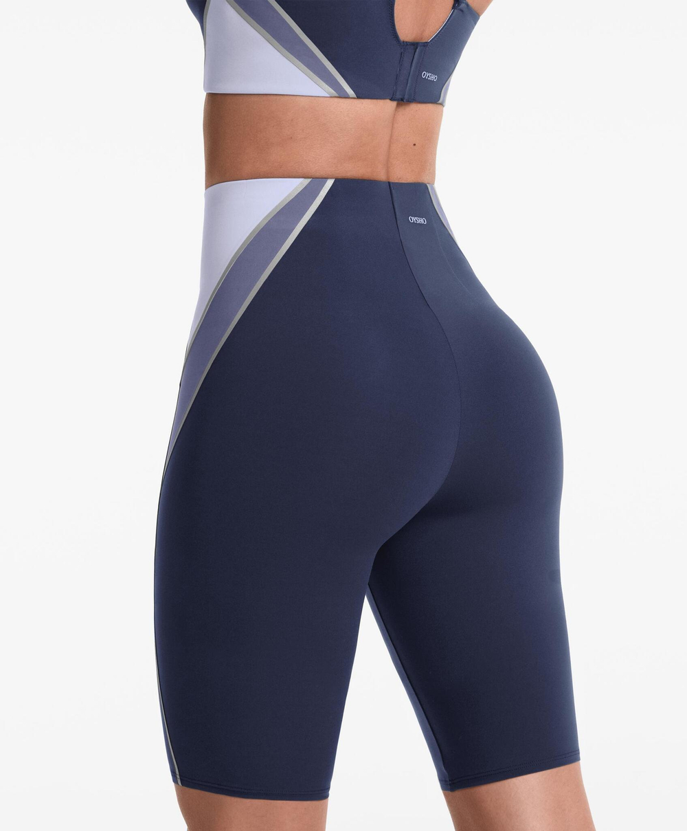 OYSHO Легинсы-велосипедки светоотражающие компрессионные 25 см, синий