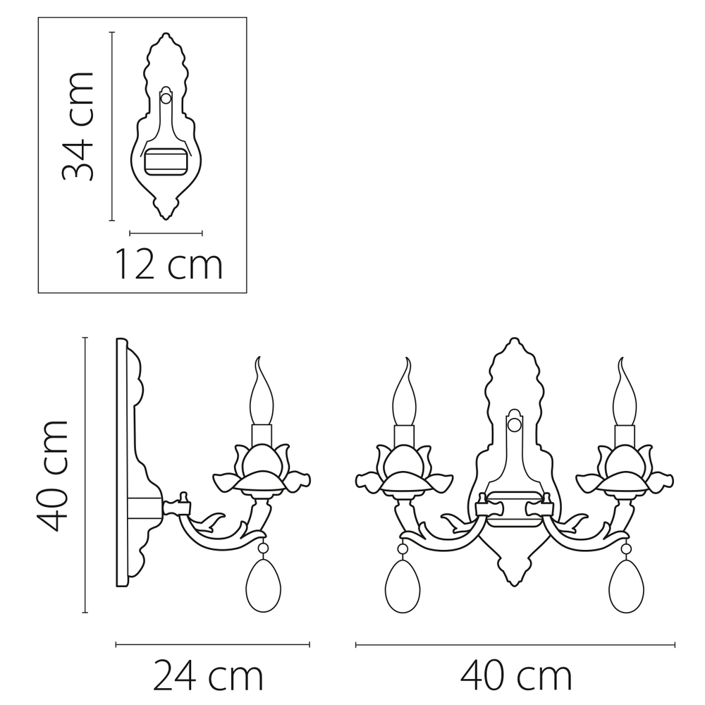 714624 Бра ANEMONE 2x40W E14 Серебро