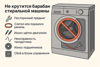 Почему не крутится барабан стиральной машины — причины и решения.