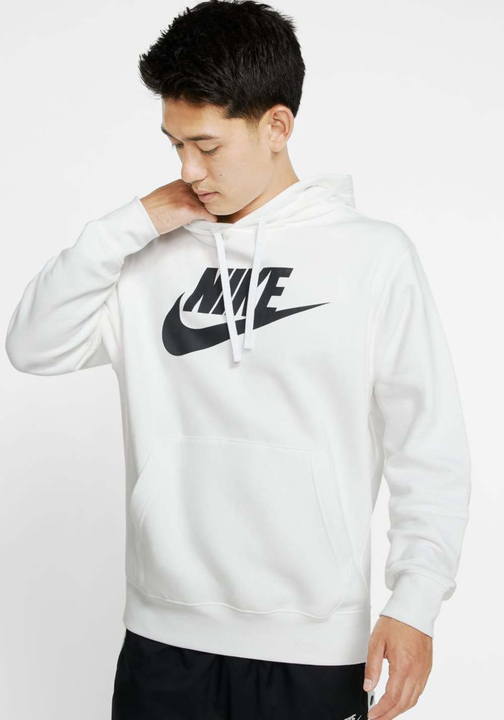Мужская кофта теннисная Nike Sportswear Club Hoodie - white/white/black