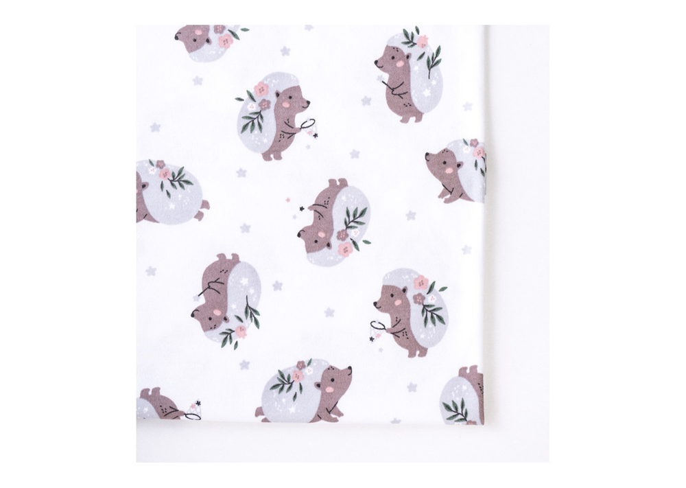 Простынь для люльки Elegance (ёжики с цветами, трикотаж)