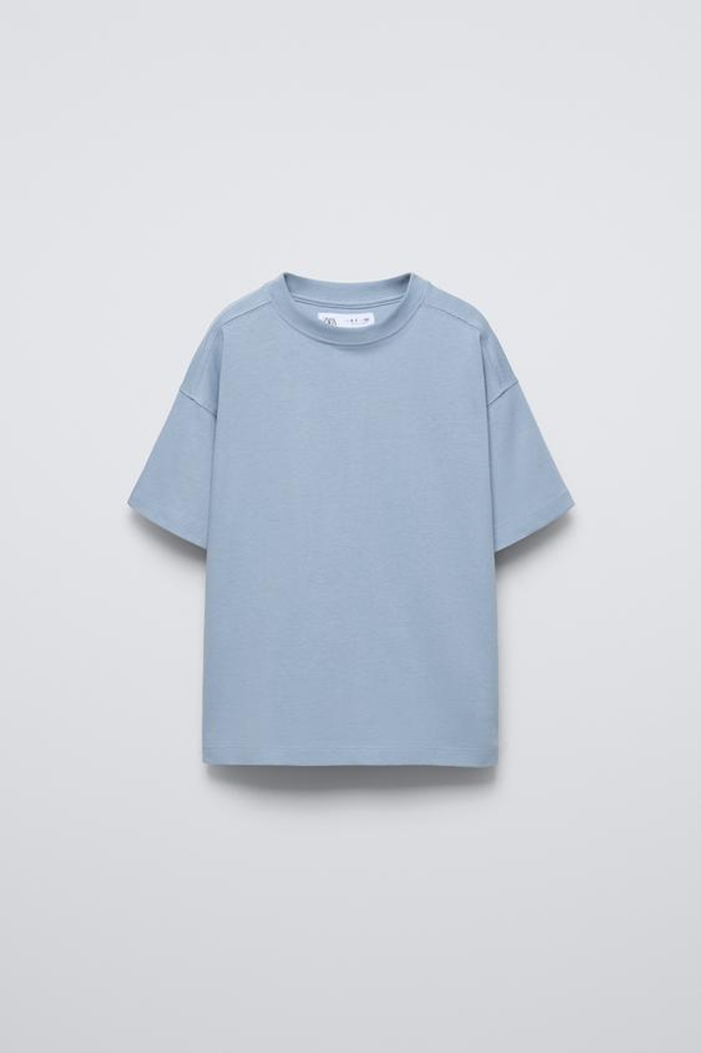 ZARA ОДНОТОННАЯ ФУТБОЛКА, НЕБЕСНО-ГОЛУБОЙ