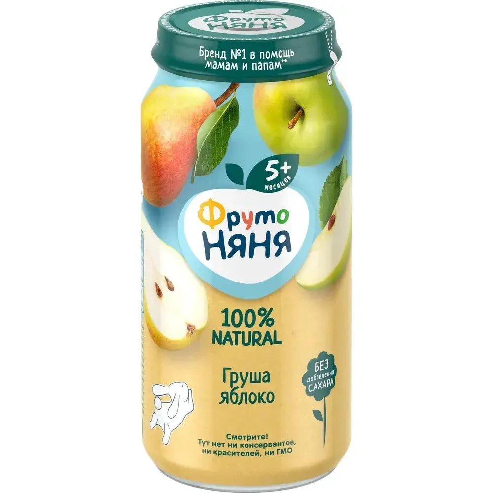Пюре фруктовое ФрутоНяня с 5 месяцев, яблоко и груша, 250 г
