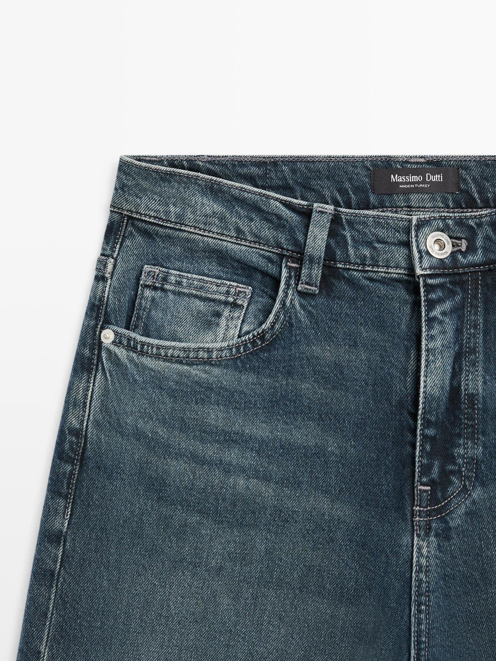 Massimo Dutti Джинсы клеш со средней посадкой, средне-синий
