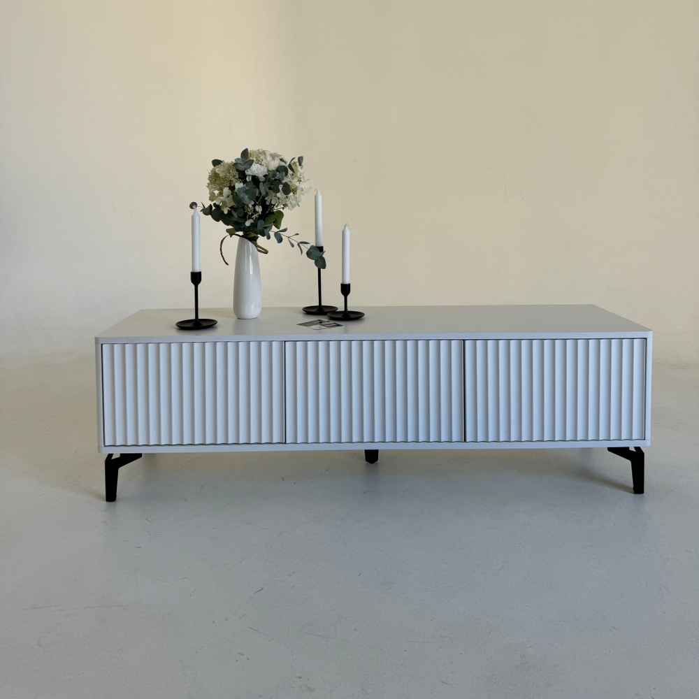 Тумба под телевизор на ножках ROYAL 5031 эко (Белый-Черный)