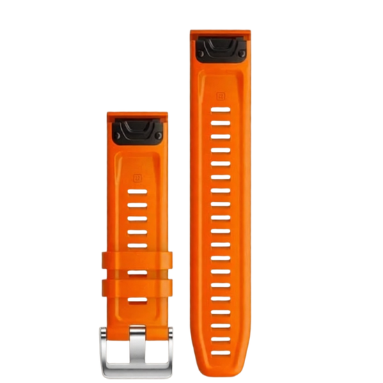 Ремешок QuickFit 22 мм. для Garmin силиконовый серебристая пряжка (Оранжевый)