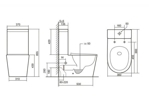 Унитаз ABBER Bequem AC1112T компакт белый, безободковый, смыв торнадо