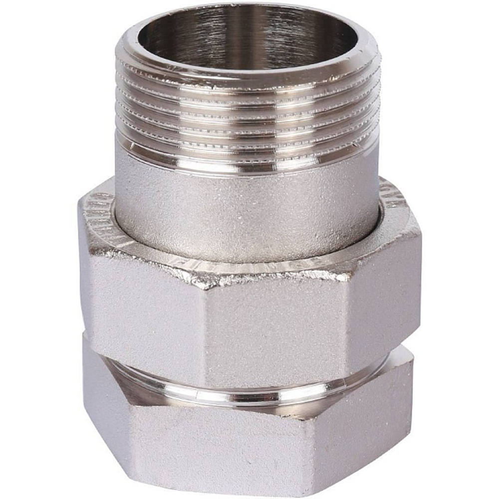 Соединение быстроразъемое (американка) STOUT - 1"1/4 (ВР/НР, латунь никелированая, плоск.уплотнение)