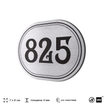 Номерок на дверь квартиры 825, для кабинета, офиса, шильдик 9 х 7 см, серебристый, Айдентика Технолоджи