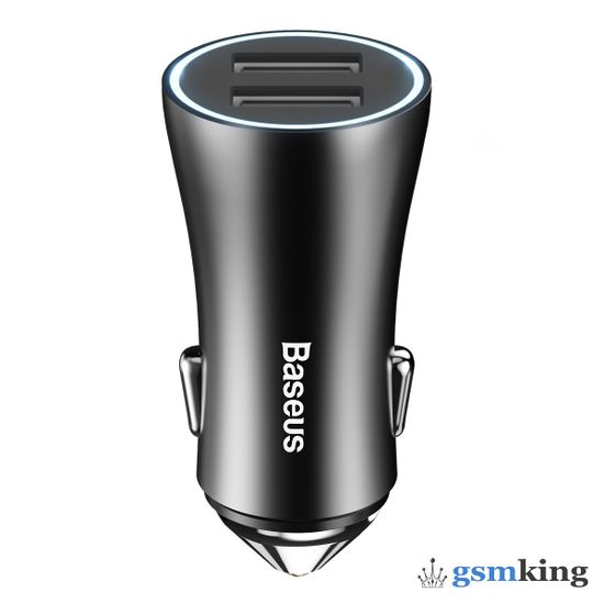 Baseus Golden Contactor Dual U Intelligent Car Charger 2.4A Black CCALL-DZ01