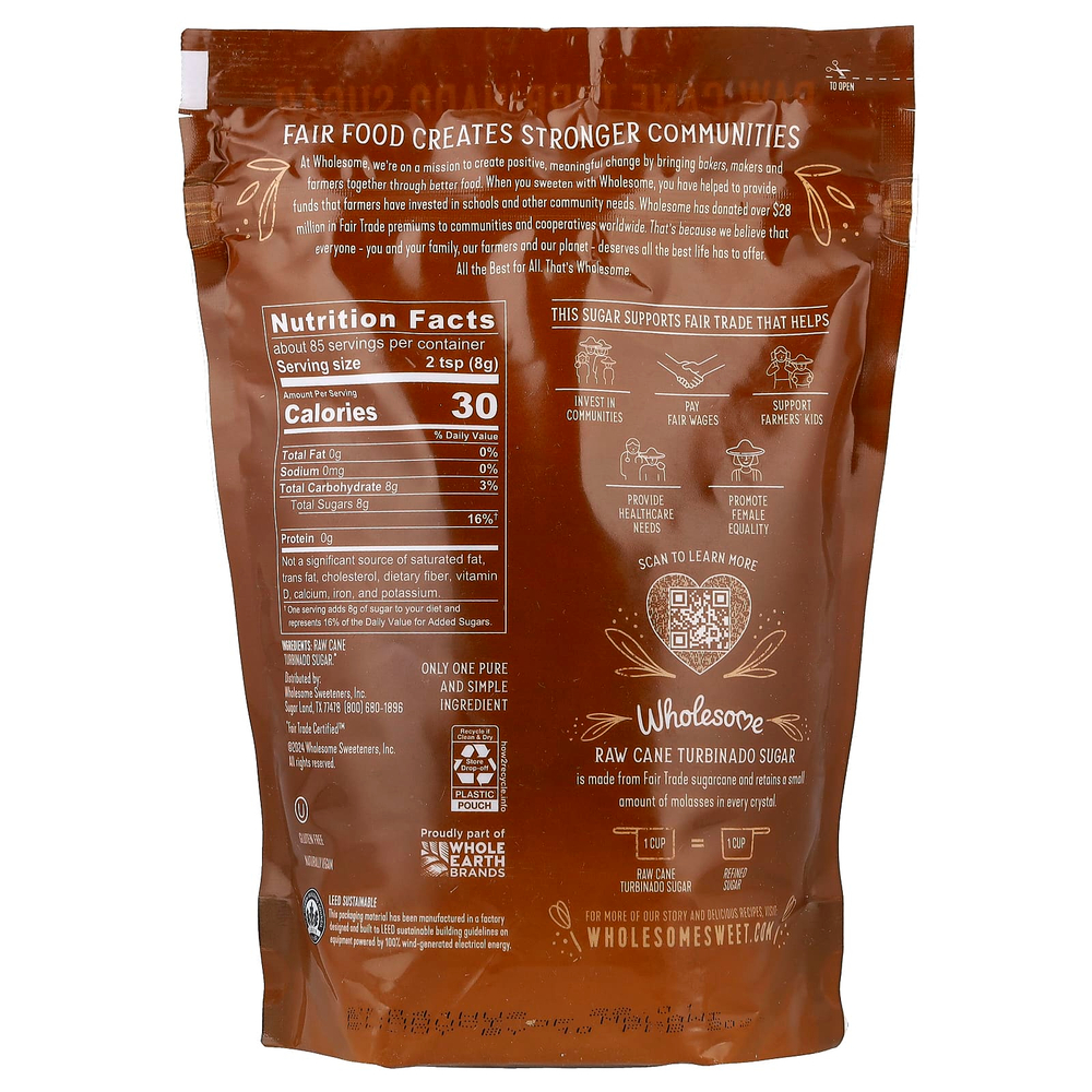 Wholesome Sweeteners, натуральный тростниковый сахар-сырец, турбинадо, 680 г (1,5 фунта/24 унции)