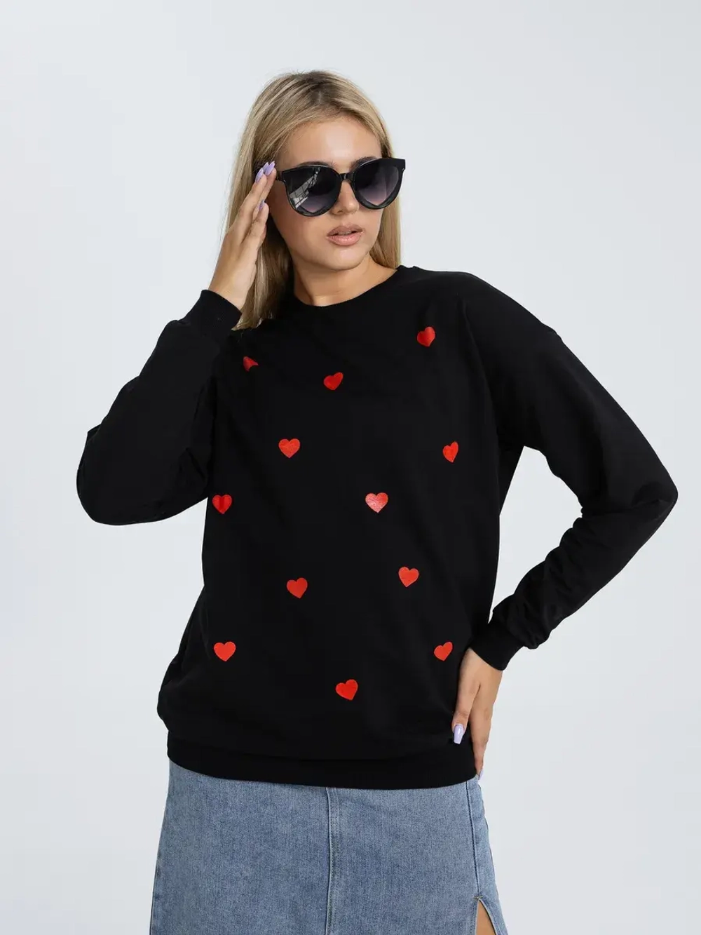 Лонгслив с сердечками