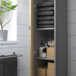 Высокий шкаф с дверцами - IKEA ENHET, бежевый/светло-коричневый, 30х32х180 см, ЭНХЕТ ИКЕА