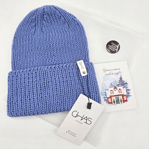 Вязаная шапка в стиле гранж - CHAS - светло-синий