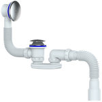 Сифон UNICORN для ванны и глубок. поддона., чаша 70мм, гофра Ø50/Ø40/Ø40, Ø40 (1 1/2),EASYOPEN S122E
