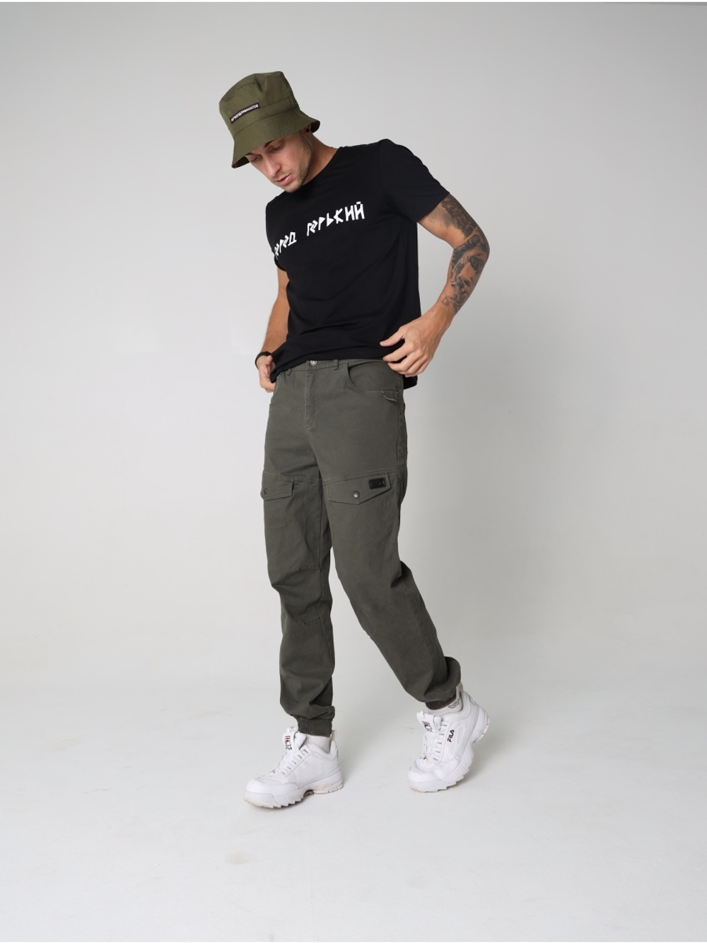 Брюки карго джоггеры с передними карманами Город Горький олива