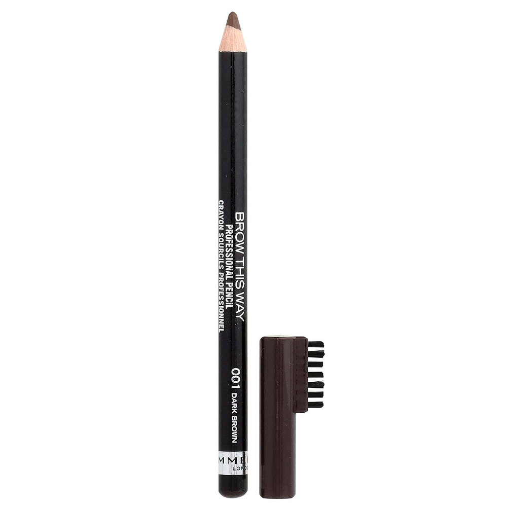 Rimmel London, Brow This Way, профессиональный карандаш для бровей, 001 темно-коричневый, 1,4 г (0,05 унции)