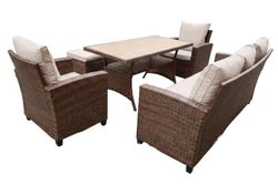 "Мэдисон" обеденная группа из искусственного ротанга, цвет коричневый