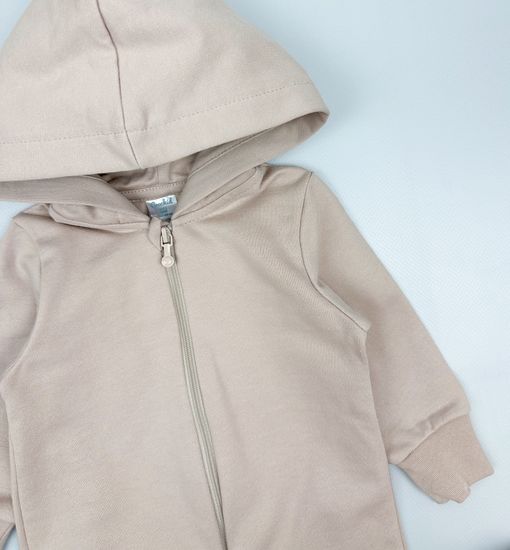 Комбинезон из футера с начесом, Светло-бежевый