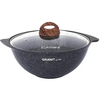 Казан для плова 4,5л со стекл. крышкой, АП линия «Granit ultra» (blue)