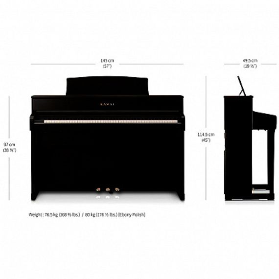 KAWAI CA701 EP - цифровое пианино, 88 клавиш, банкетка, механика Grand Feel III, цвет черный полиров