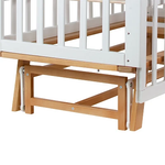 Кровать детская Indigo Style на ножках с легкосъемной стенкой, продольный маятник белый-натуральный