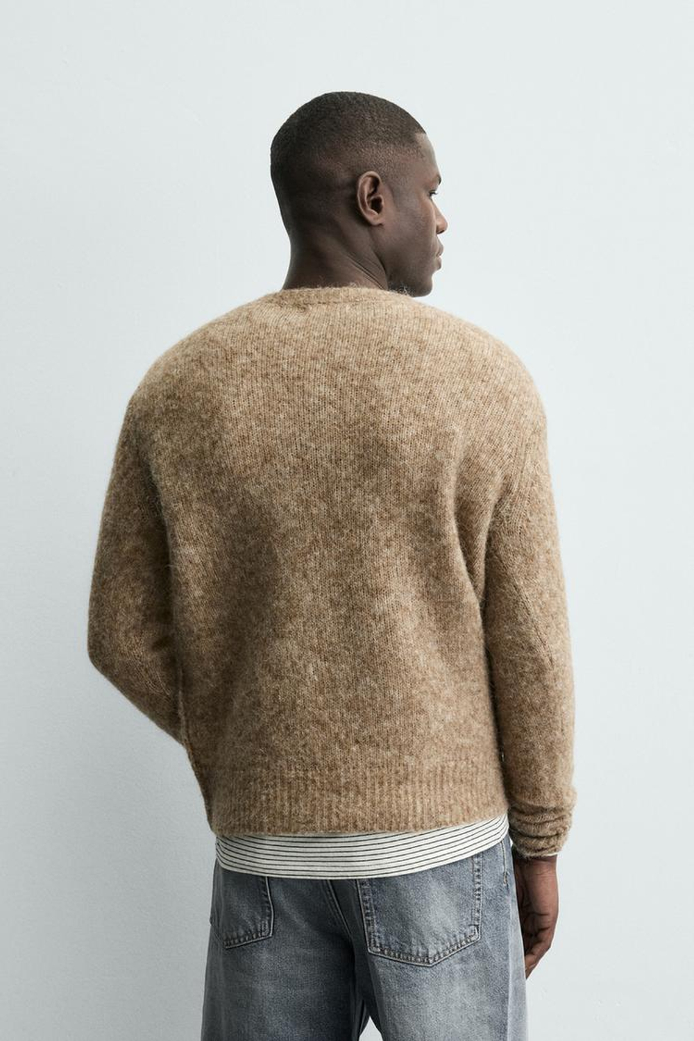 ZARA ФАКТУРНЫЙ СВИТЕР С ШЕРСТЬЮ, РЫЖЕВАТО-КОРИЧНЕВЫЙ