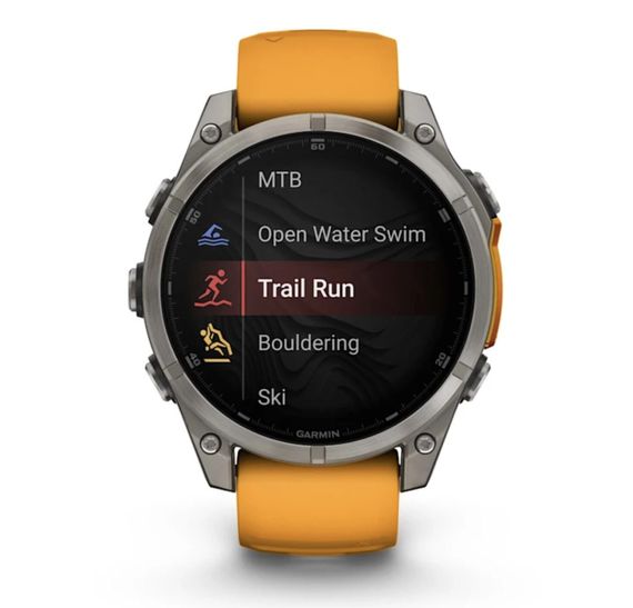 Умные часы Garmin Fenix 8, 51 мм, AMOLED, Sapphire Titanium with spark orange/graphite silicone band