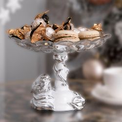 Фруктовница Зарничка Свитти Белая со стеклянной чашей Лепестки