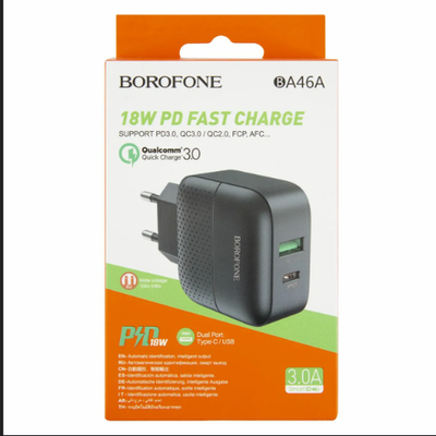 СЗУ Borofone BA46A Premium PD QC3.0 USB/Type-C 3A/18W (black)