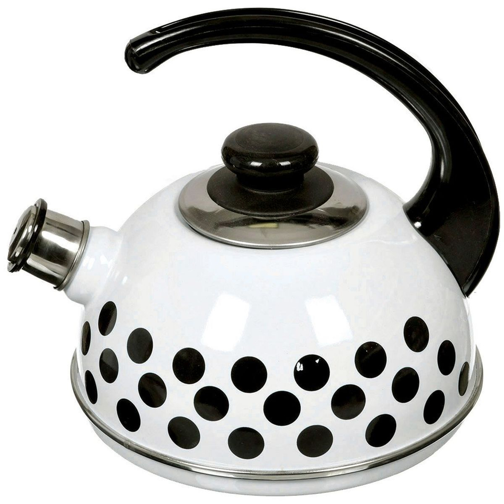 Чайник сталь, эмал, 2.5 л, свист, руч консоль, Рубин, С2322, бел, T04/25/03/02/ 04/ 05/ 08/ 21/ 28