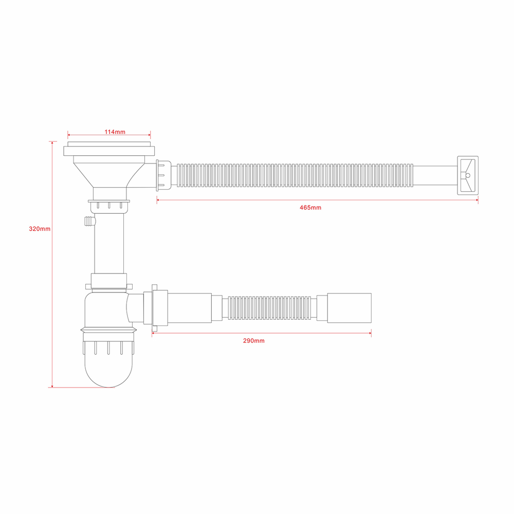 Сифон 3 1/2*40 с прямоуг. переливом, с гофрой 40*40 MIXLINE PRO для моек из нерж.ст. (ЗОЛОТО)
