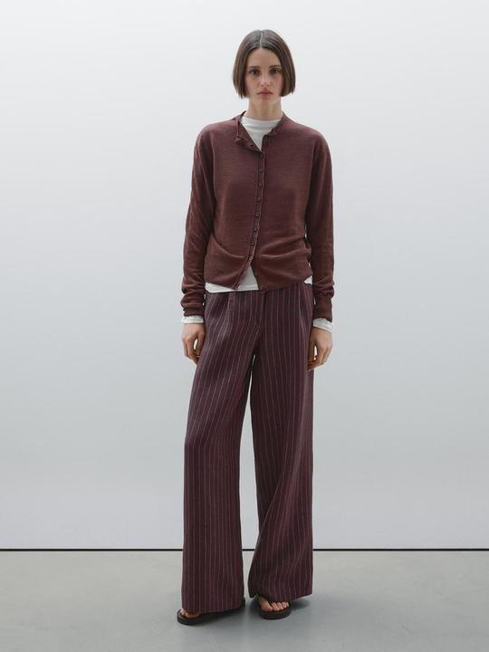 Massimo Dutti Легкий кардиган из 100% льна, бордо