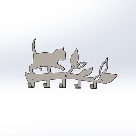 Вешалка настенная Котенок на ветке белая