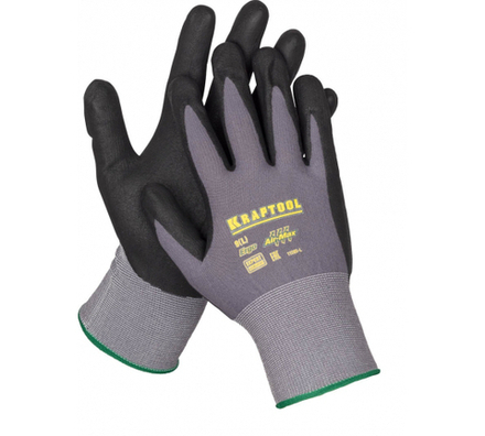 Эластичные перчатки KRAFTOOL Expert, р. M, со вспененным нитриловым покрытием.