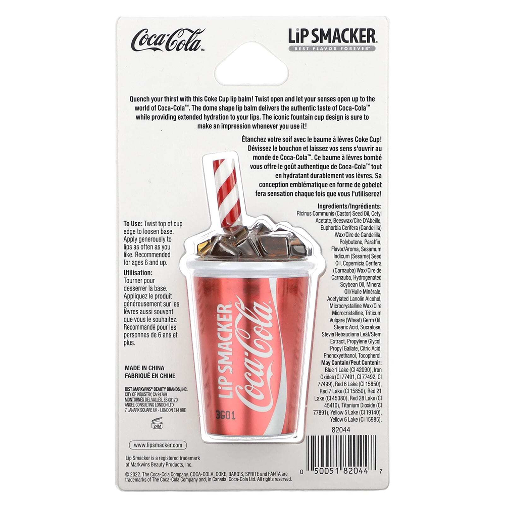 Lip Smacker, Coca-Cola, бальзам для губ, стакан колы, 7,4 г (0,26 унции)