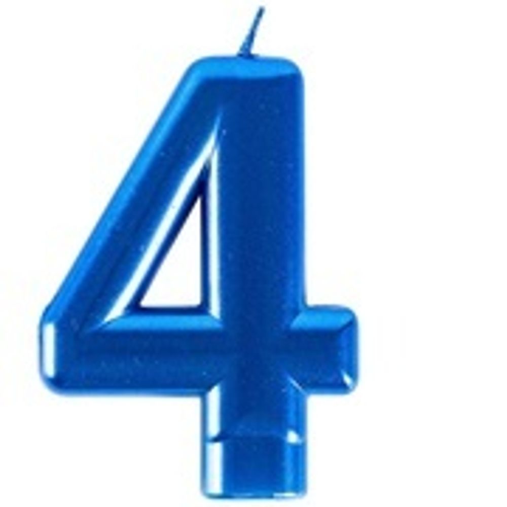Свеча -цифра &quot;4&quot; Синяя 8см/G