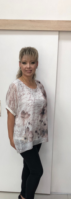 Двойной светлый удлиненный блузон с шифоновым верхом