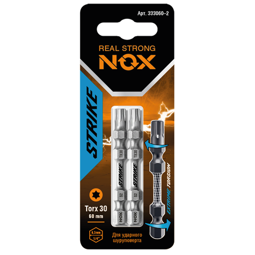 Бита impact Tx30-60 E6.3, 2 шт карта STRIKE