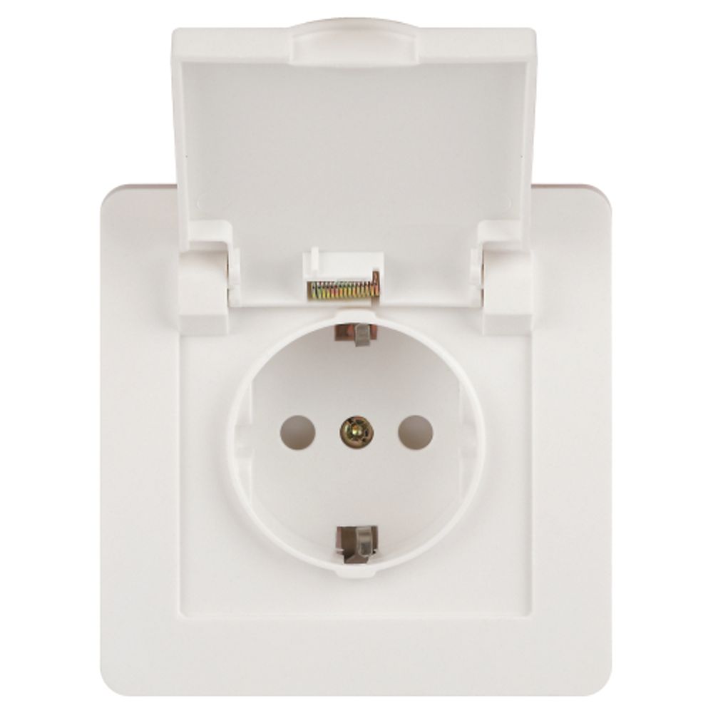 Розетка Intro Style 7-209-01 2P+E Schuko с крышкой штор., 16А-250В, IP44, СУ, белый