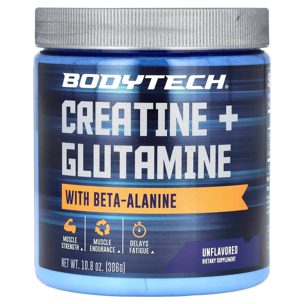 BodyTech, креатин и глутамин с бета-аланином, без добавок, 306 г (10,8 унции)