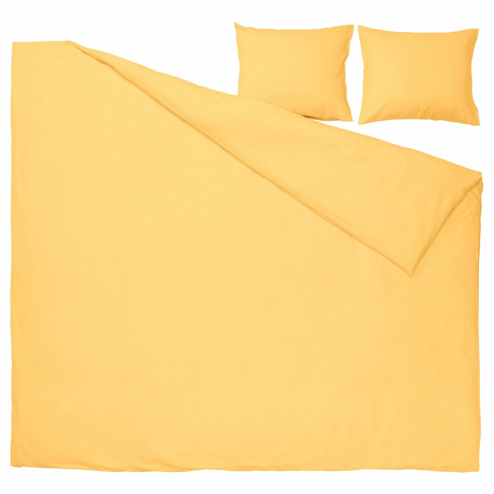 Комплект постельного белья IKEA NATTSVARMARE (НАТТСВАРМАРЕ), Двуспальный, Желтый, 240x220,50x80 см